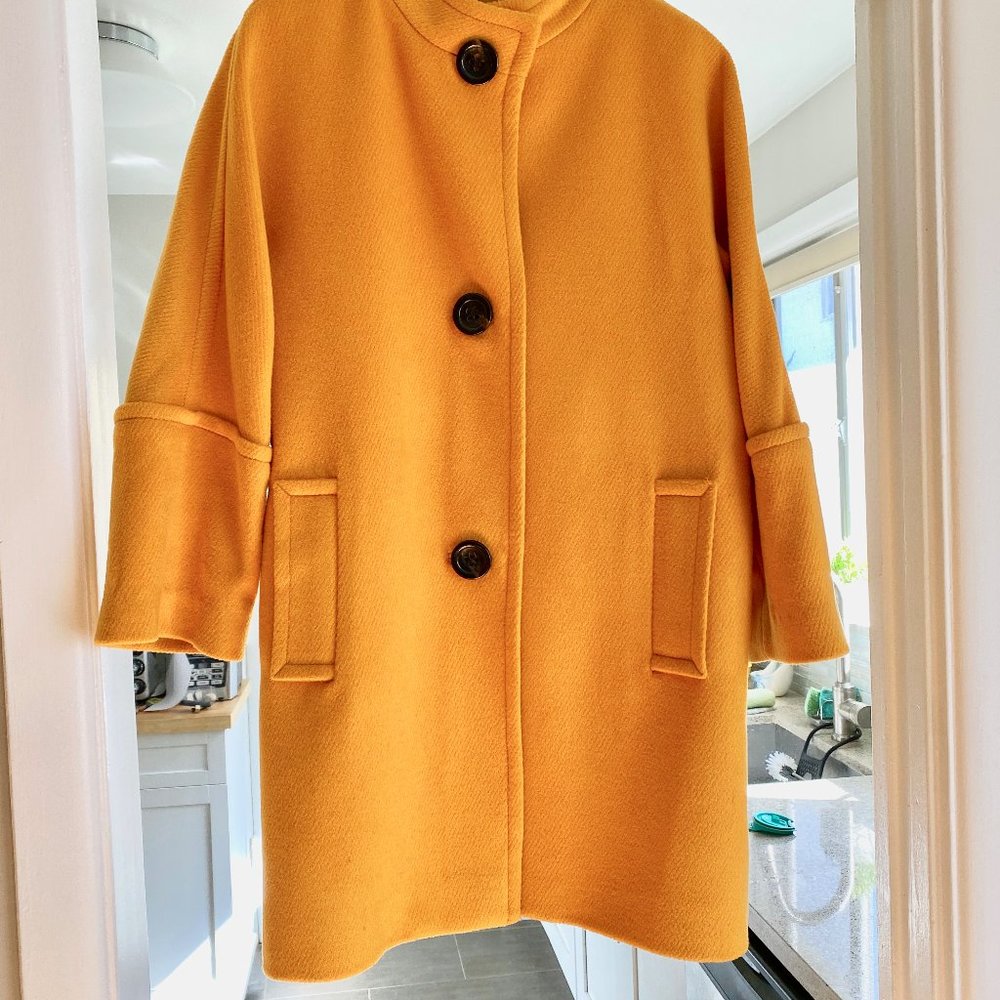 Talbots Wool Blend Coat Dark Canary Yellow Sz 8P
